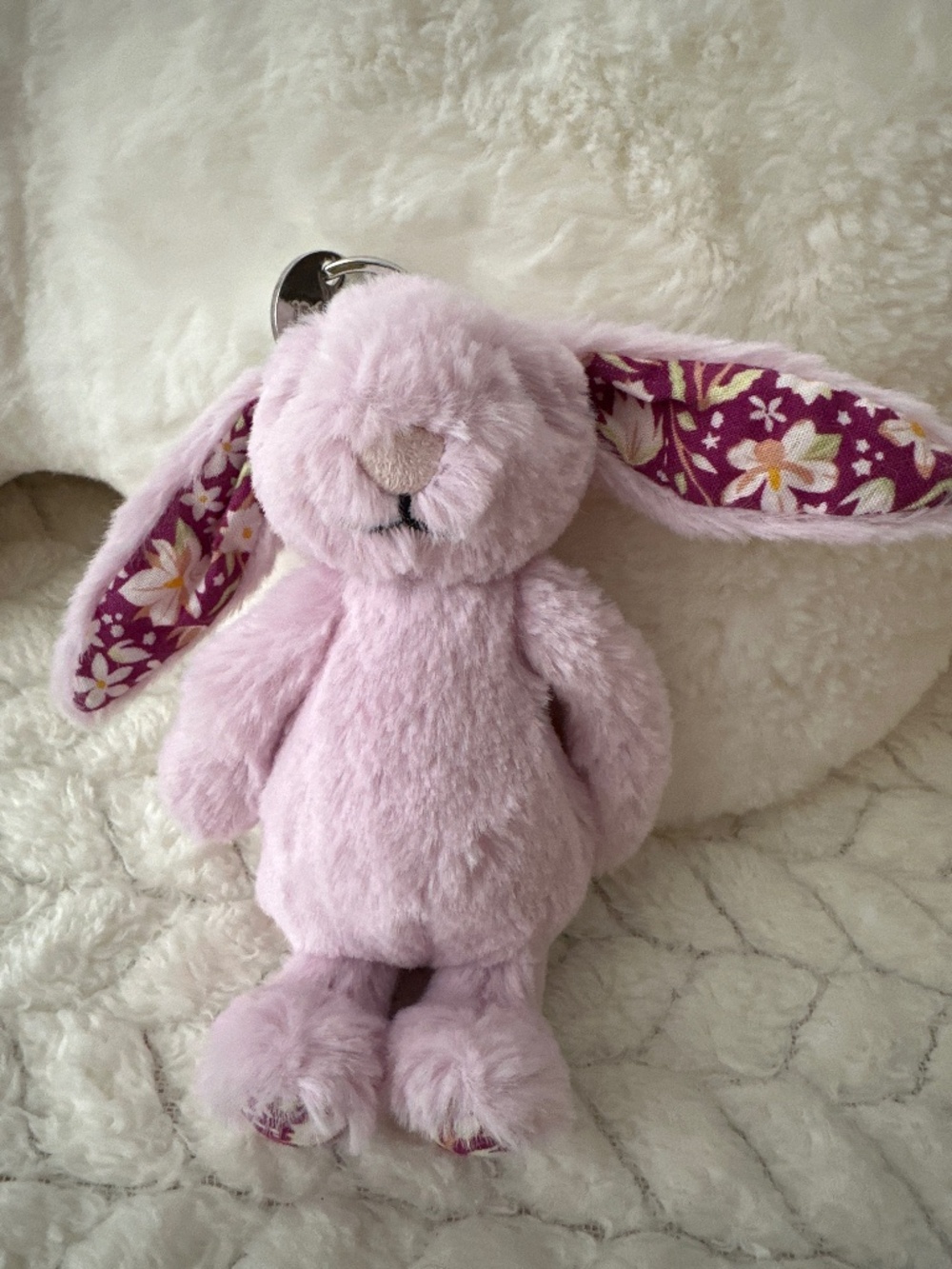 Jellycat Blossom Jasmine Bunny Bag Charm Purple Floral Ears Keychain
